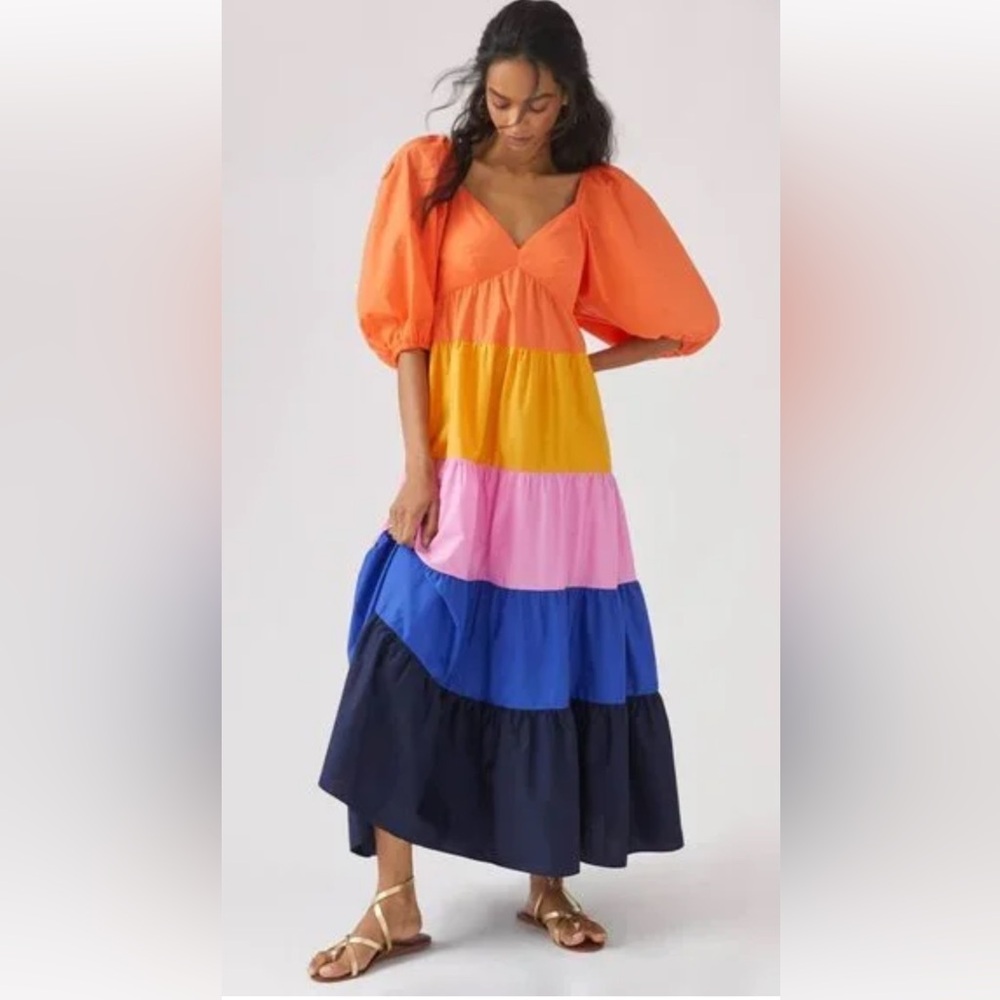 Colorful Tiered Maxi Dress farm rio xs bought at Anthropologie